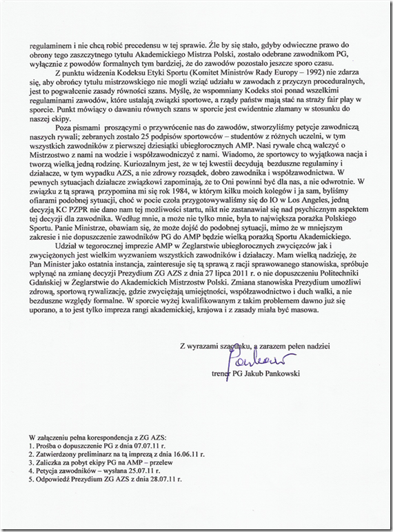 List do Ministra Sportu cz.2